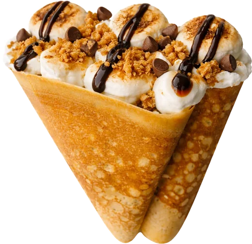 Smorelicious crepe cone with toasted marshmallows, chocolate, and graham cracker